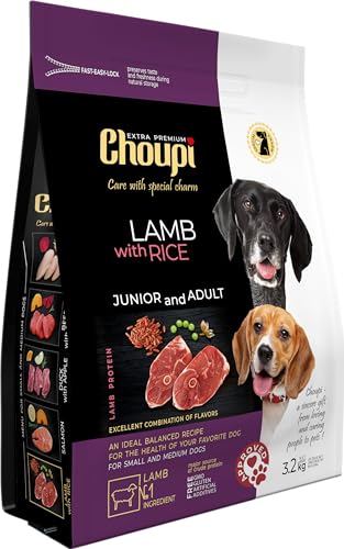 CHOUPI Extra-Premium Trockenfutter für Hunde Kleiner und mittlerer Rassen 3,2 kg LAMM MIT Reis von CHOUPI