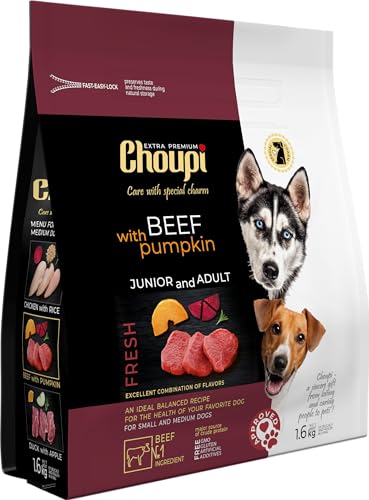 CHOUPI Extra Premium Mahlzeit für kleine und mittlere Rassen 1,6 kg Rindfleisch mit Kürbis von CHOUPI