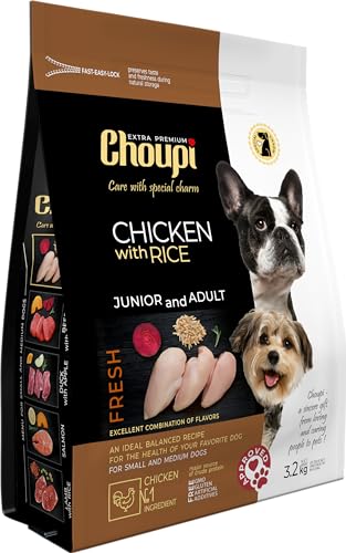 CHOUPI Extra-Premium Trockenfutter für Hunde Kleiner und mittlerer Rassen 3,2 kg Huhn MIT Reis von CHOUPI