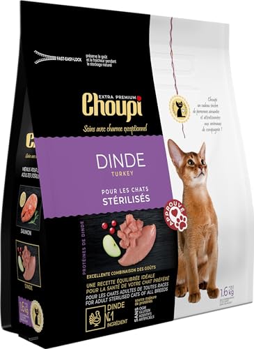 CHOUPI Extra Premium Trockenfutter für kastrierte Katzen Aller Rassen 1,6 kg Truthahn von CHOUPI