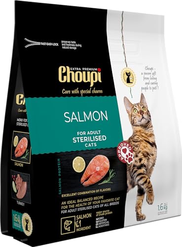 CHOUPI Extra Premiumfutter für sterilisierte Katzen Aller Rassen 1,6 kg Lachs von CHOUPI