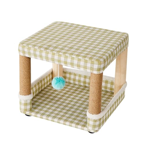 Hocker Mit Katzenbett Kleiner,Cat House Cave for Cats with Scratching Board and Play Ball,Integriertes Katzennest-Design,für Wohnzimmer Schlafzimmer Küche,2 von CHOYES