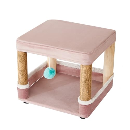 Hocker Mit Katzenbett Kleiner,Cat House Cave for Cats with Scratching Board and Play Ball,Integriertes Katzennest-Design,für Wohnzimmer Schlafzimmer Küche,3 von CHOYES