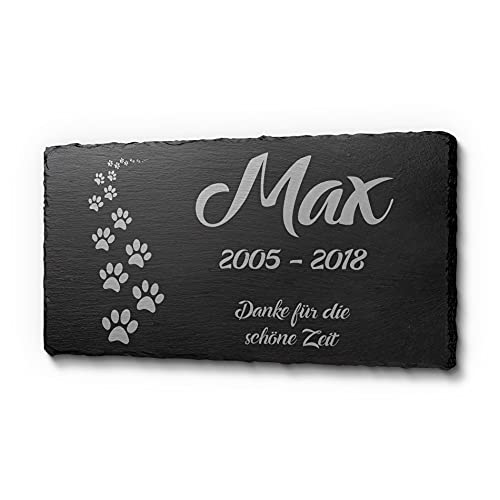 20 x 10 cm Schiefertafel für Haustiere Hund Katze personalisiert | Hundegrabstein mit Laser-Gravur für Hunde und Katzen | Grabschmuck mit personalisierter Gravur für Hunde, Katzen, Haustiere von CHRISCK design