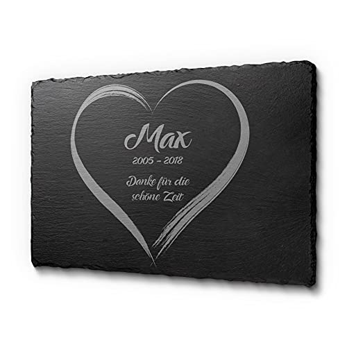 CHRISCK design 30 x 20 cm Grabschmuck für Haustiere Hund Katze personalisiert | gestalte Dein Grabstein ganz einfach selbst | Tiergrabstein mit personalisierter Gravur für Haustiere aus Schiefer von CHRISCK design