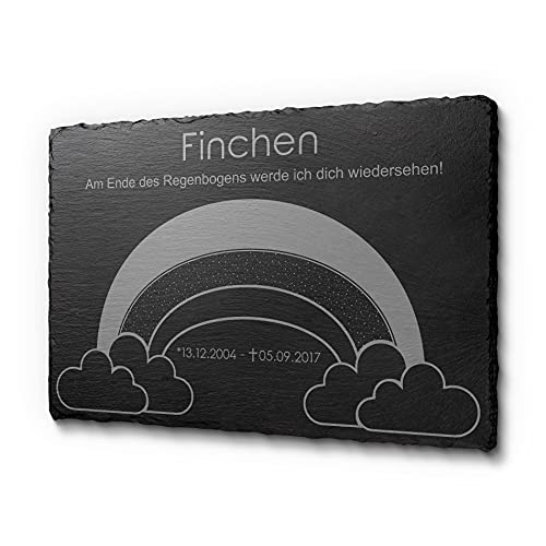 CHRISCK design 30 x 20 cm Grabtafel für Haustiere Hund Katze personalisiert | Gedenktafel aus Schiefer für Hunde und Katzen mit einem schönen Text | Grabplatte frei gestaltbar mit Texten von CHRISCK design