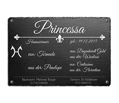 CHRISCK design Boxenschild Stallschild Pferdeschild aus Schiefer mit Fotogravur für Ihr Pferd von CHRISCK design