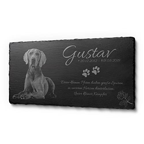 CHRISCK design Gedenkstein Gedenktafel aus Schiefer | ideal als Tiergrabstein für den Innen- & Außenbereich | Schöne Grabplatte für Hunde - Katzen und Haustiere von CHRISCK design