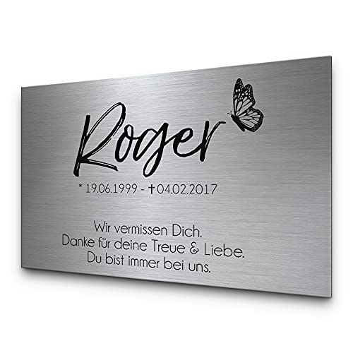 CHRISCK design Gedenktafel mit schönen Motiven und Einer schönen Gravur | Schöne Grabstein in 30 x 20 cm | Gedenkstein für EIN Urnengrab von CHRISCK design