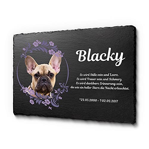 CHRISCK design Grabplatte 100% frei gestaltbar | Gedenktafel mit UV-Druck für Tiere | 30 x 20 cm Katzengrabstein für Haustiere Hund Katze personalisiert von CHRISCK design