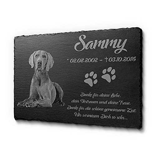 CHRISCK design Grabschmuck mit Gravur für Tiere | 30 x 20 cm wetterfest & personalisiert | Schöne Grabplatte für Hunde - Katzen und Haustiere von CHRISCK design