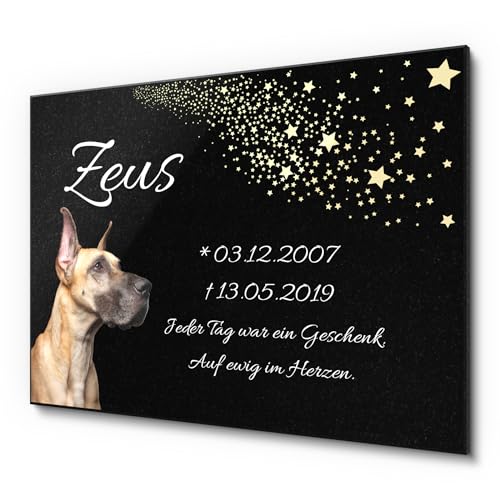 CHRISCK design Grabstein aus Granit für Hunde und Katzen mit einem schönen Text | Gedenktafel für EIN Urnengrab von Tieren | ideal als Andenken für den Innen- & Außenbereich in 40x30 cm von CHRISCK design