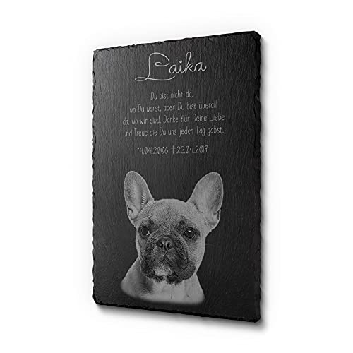 CHRISCK design Grabtafel Grabschmuck aus Schiefer | Grabplatte für Hunde und Katzen mit Text | 20 x 30 cm wetterfest & personalisiert von CHRISCK design