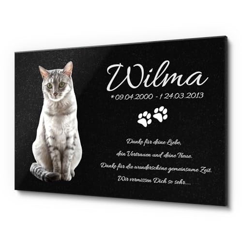 CHRISCK design Grabtafel aus Granit für Hunde und Katzen mit einem schönen Text | Schöne Tiergrabstein in 30x20 cm | Grabstein für EIN Urnengrab von Tieren von CHRISCK design