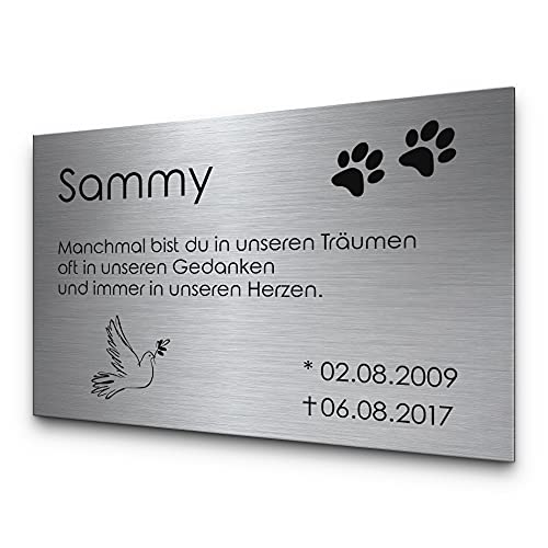 CHRISCK design Hundegrabstein mit personalisierter Gravur für Haustiere | Grabschmuck 100% frei gestaltbar | 30 x 20 cm wetterfest & personalisiert von CHRISCK design