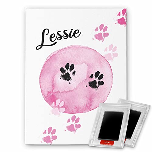 CHRISCK design Personalisiertes Pfotenabdruck Set Hund Katze - hochwertige Leinwand (kein billiges Poster!) - Hundepfoten Abdruck Machen - Geschenk für Hundebesitzer | Hunde Geschenk paw Print von CHRISCK design