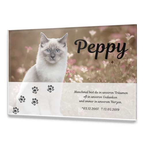 CHRISCK design Premium Tier Grabstein aus edlem Hochglanz Acrylglas | 100% witterungsbeständig Grabplatten mit Foto Bild UV Druck 30x20 cm Gedenktafel für Haustiere Hunde Hund Katze von CHRISCK design