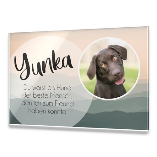 CHRISCK design Premium Tier Grabstein aus edlem Hochglanz Acrylglas | 100% witterungsbeständig Grabplatten mit Foto Bild UV Druck 30x20 cm Gedenktafel für Haustiere Hunde Hund Katze von CHRISCK design