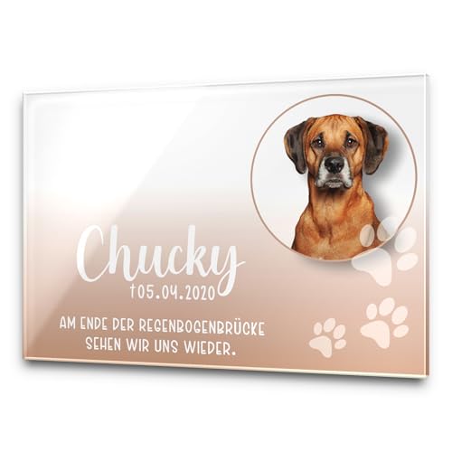 CHRISCK design Premium Tier Grabstein aus edlem Hochglanz Acrylglas | 100% witterungsbeständig Grabplatten mit Foto Bild UV Druck 30x20 cm Gedenktafel für Haustiere Hunde Hund Katze von CHRISCK design