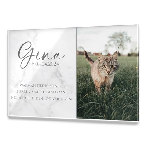 CHRISCK design Premium Tier Grabstein aus edlem Hochglanz Acrylglas | 100% witterungsbeständig Grabplatten mit Foto Bild UV Druck 30x20 cm Gedenktafel für Haustiere Hunde Hund Katze von CHRISCK design