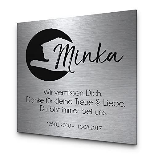 CHRISCK design ideal als Edelstahl Tafel für den Innen- & Außenbereich | Gedenkstein für EIN Urnengrab von Tieren | Hundegrabstein aus Edelstahl mit Gravur von CHRISCK design