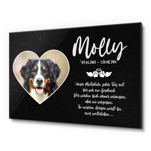 Hunde Grabplatte mit Foto und Pfote aus echtem Granit! Gedenkstein Hund Golden Retriever Labrador | Wetterfester Tiergrab Schmuck 30x20 cm | Andenken an verstorbenen Hund - individuell personalisiert von CHRISCK design