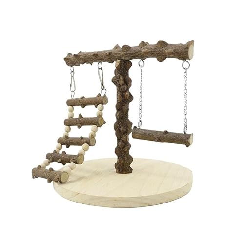 Pet Playstand Vogelspielplatz Massivholz Sitzstange Ständer Leiter Beißspielzeug für Papageien Sittiche Kanarienvögel Nymphensittiche Zubehör (Größe : A) von CHRISK