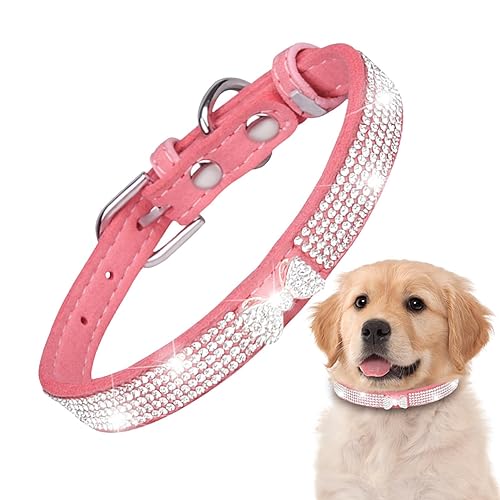 CHROX Bling, Halsband für Haustiere, aus Mikrofaser mit Strass, für Hunde und Katzen – Katzenhalsband, atmungsaktiv, reißfest, Katzenhalsband aus Strass, verstellbar, weiblich für von CHROX