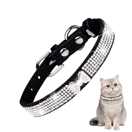 CHROX Halsband für Hunde mit Pailletten | Halsband für Haustiere aus Mikrofaser mit Strass für Hunde und Katzen – glitzerndes Katzenhalsband, weich und verstellbar, für Kätzchen, weiblich für Partys von CHROX