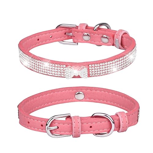 CHROX Strass – Halsband für Haustiere aus Mikrofaser für Katzen und Hunde, Katzenhalsband, atmungsaktiv, reißfest, Katzenhalsband aus Strass, verstellbar, weiblich, für Hochzeiten von CHROX