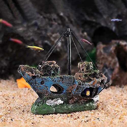 CHSG Kunstharz Aquarium Ornament Aquarien Schiff Fischerboot Ornament Aquarium Kunstboot Dekor Aquarium Ornament Landschaftsbau Dekor Für Aquarium Zubehör, Einzigartige Ergänzung Zu Ihrem Tank von CHSG