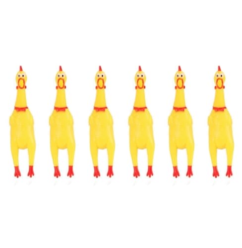 CHUANGOU 6pcs Screaming Chicken, Yellow Rubber Squaking Chicken Toy, Novelty and Durable Rubber Chicken von CHUANGOU