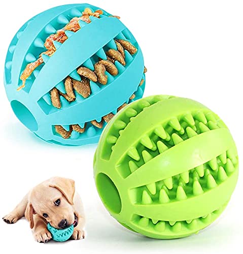 CHUANGOU Hundeball aus Gummi, Kauspielzeug für Hunde, für große und kleine Hunde, lustiger Ball (Grün und Blau), 2 Stück von CHUANGOU