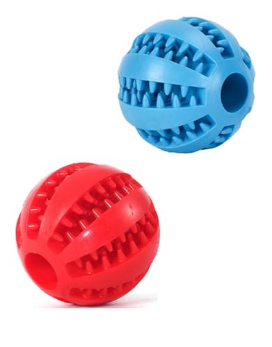 CHUANGOU Pack of 2 Dog Toy Ball, Chew Toys Made of Natural Rubber, Dog Ball with Dental Care Function, Natural Rubber Dog Feeder Ball, Bite Resistant Dog Toy von CHUANGOU