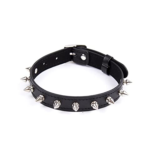 Spiked Leather Hundehalsband Leine Hundehalsband aus Leder mit Nieten für Kleine Mittelgroße Haustiere Schwarz von CHUANGOU