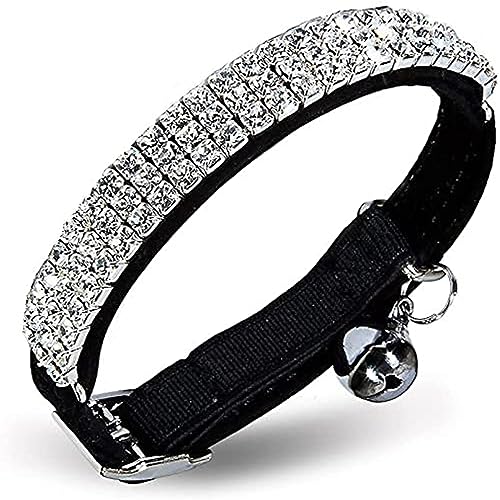 CHUKCHI tschuktschen-Soft Samt Safe Katze verstellbar Diamante Bling Halsband mit Glocken, 27,9 cm für kleine Hunde und Katzen von CHUKCHI