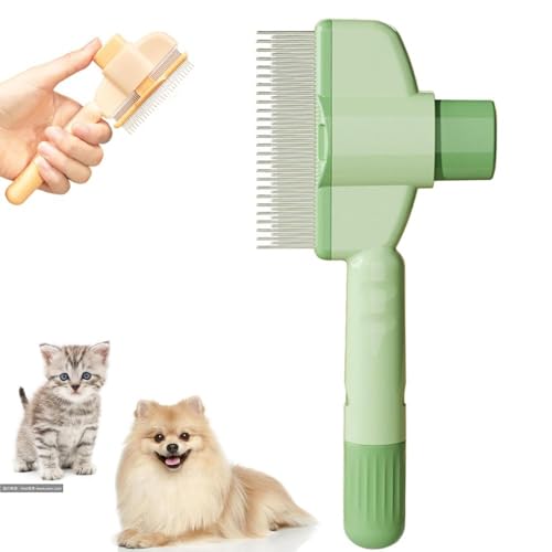 CHUNLIGOUJI Selbstreinigender Flohkamm für Haustiere, selbstreinigender Katzenkamm, Haarbürste, Flohkamm, Kamm zur Entfernung von Tierhaaren, Flohkamm, Fellpflegebürste (green1pcs) von CHUNLIGOUJI