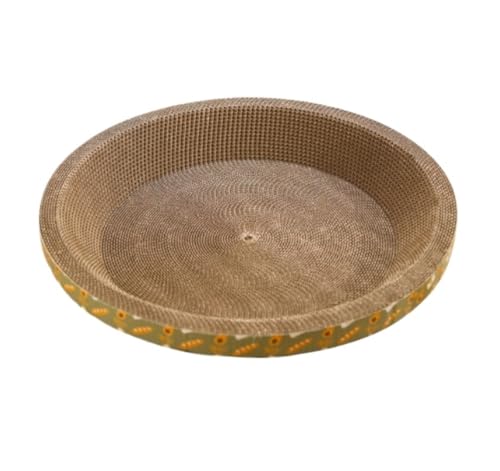 CHUNXVLI Kratzpappe Für Katzen 2-in-1-Katzenkratzbrett, Schüsselnest for Hauskatzen, Rundes Katzenkratzbrett, Gewelltes Lounge-Katzenbett Kratzbretter Katze(40cm) von CHUNXVLI