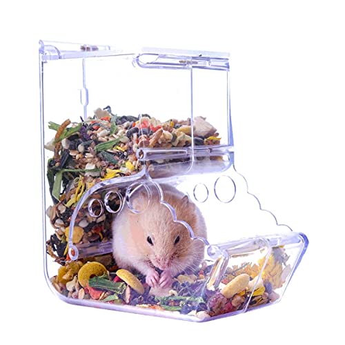 Hamster-Futterspender für kleine Tiere, automatischer Spender, Acryl, transparent, für Haustierfutter, Aufbewahrungsschüssel für Zwerghamster, Rennmäuse, Igel, Meerschweinchen, Taubenpapageien (400 ml) von CHUQIANTONG