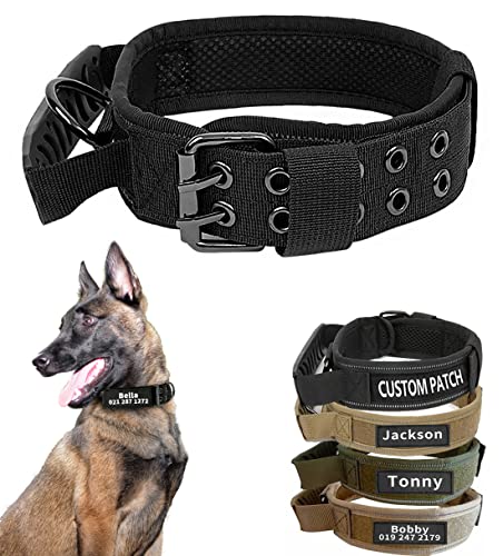 Personalisierbares taktisches Hundehalsband für mittelgroße und große Hunde, benutzerdefiniertes Militär-Trainingshalsband mit Namen und Telefonnummer (Stil B) von CHUTRU