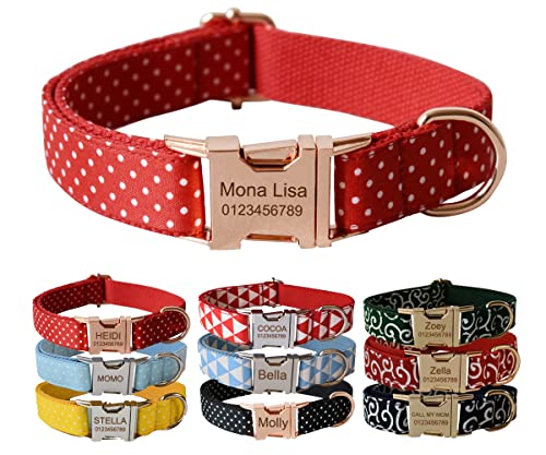 Personalisiertes Hundehalsband mit Metallschnalle, individuelle Haustiermarken mit Namen, Telefonnummer, Adresse graviert, geometrisch von CHUTRU