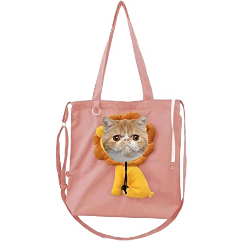 CHUYE Pet Canvas Umhängetasche - Niedliche löwenförmige Haustier-Segeltuch-Umhängetasche | Tragbare Tragetasche für Katzen mit elastischer Kordel Brusttasche für Katzen im Freien Hundetragetasche von CHUYE