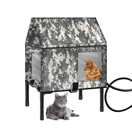 Unzerstörbares beheiztes Katzenhaus für Außenkatzen, 100 % wetterfest, sichere Fluchttür, isolierter Outdoor-Katzenschutz mit Heizung für wilde Scheune, Katzenkätzchen, 52,1 x 36,8 x 53,3 cm von CHXJF