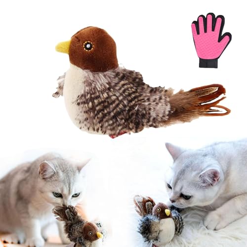 CHYASPNG Pets Cat Toy, Chirping Bird Cat Toy, Automatic Chirping Bird Toy, 3-Speed Beating Mode Cycle, Cat Toys for Indoor Cats, for Cat Exercise and k-icker to (1pcs) von CHYASPNG