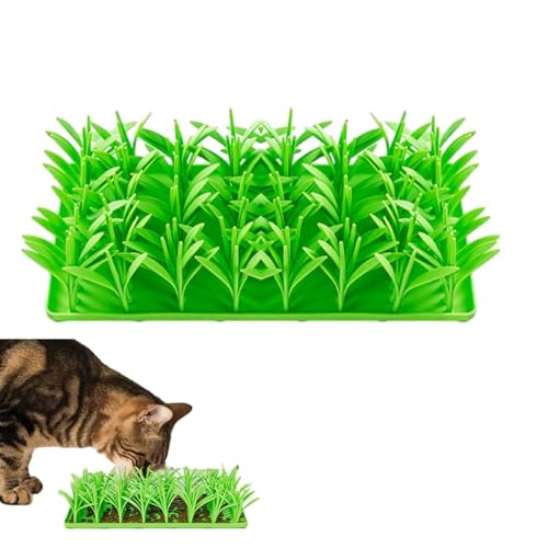 Grasmatte Katze, Silikon-Grasmatte Für Katzen, Futtermatte Katzen, Grünes Gras Silikon Slow Food Matte, Schnüffel Matte Für Katzen, Futterspielzeug für Katzen von CHYASPNG