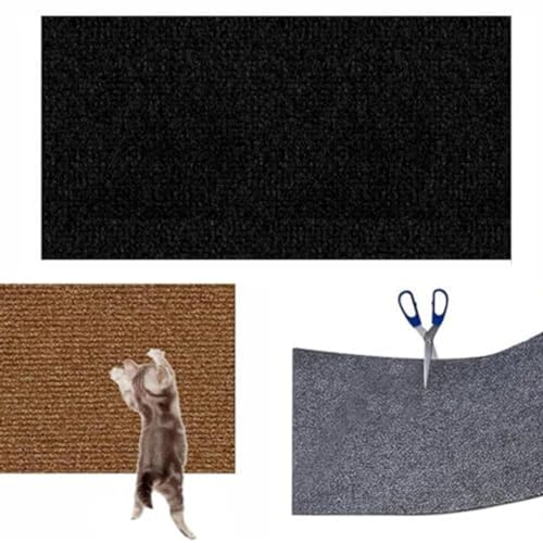 Selbstklebend Kratzmatte Katze, Selbstklebend Kratzteppich Katze Wand Kratzmatte, Kratzschutz Katzenkratzmatte für Schützt Teppiche Sofa Möbelschutz (L,Black) von CHYASPNG