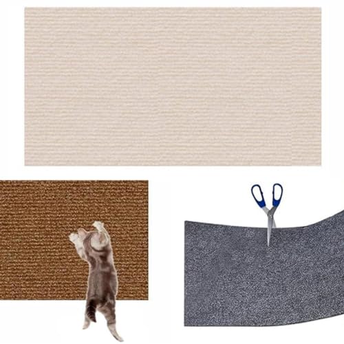 Selbstklebend Kratzmatte Katze, Selbstklebend Kratzteppich Katze Wand Kratzmatte, Kratzschutz Katzenkratzmatte für Schützt Teppiche Sofa Möbelschutz (L,Khaki) von CHYASPNG