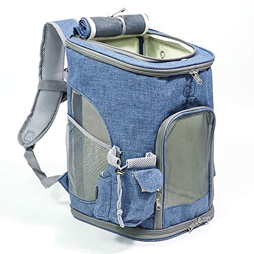 CHYIR Haustier-Rucksack, faltbar, atmungsaktiv, für Katzen, Welpen, Kaninchen, kleine Hunde, Reisen, Camping, Wandern (Jeansblau) von CHYIR