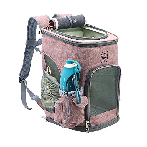 CHYIR Haustier-Rucksack, faltbar, atmungsaktiv, für Katzen, Welpen, Kaninchen, kleine Hunde, Reisen, Camping, Wandern (Rosa) von CHYIR