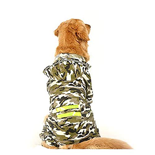 Outdoor Haustier Regenmantel Hund Wasserdicht Reflektierend Regenmantel Jacken Kapuze Kapuze (3XL, Camouflage) von CHYIR